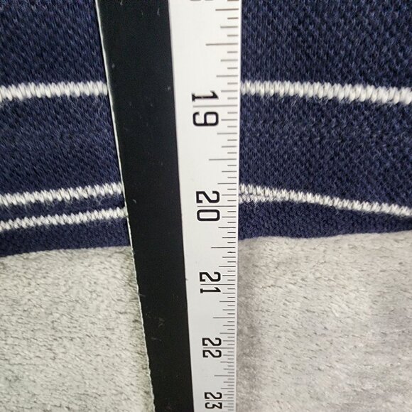 Womens Navy Ann Taylor Loft Striped Crop Top Lace Sleeves Round Neck Size M - Picture 8 of 9